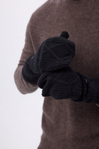 Unisex Fold-Over Mittens Mitbut - Black - Unisex