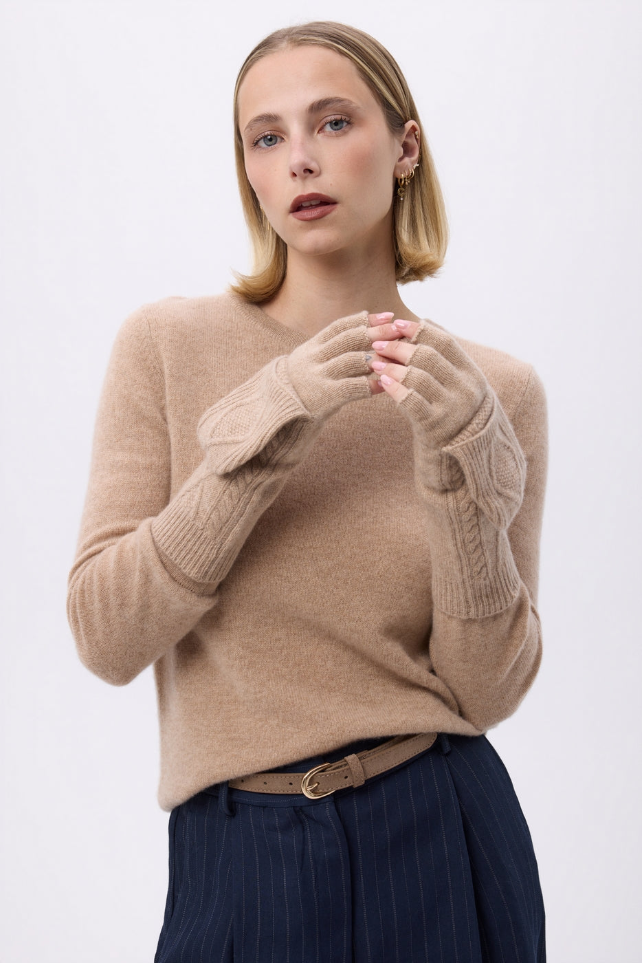 Mitones Con Solapa Mitbut - Beige Crema - Unisex