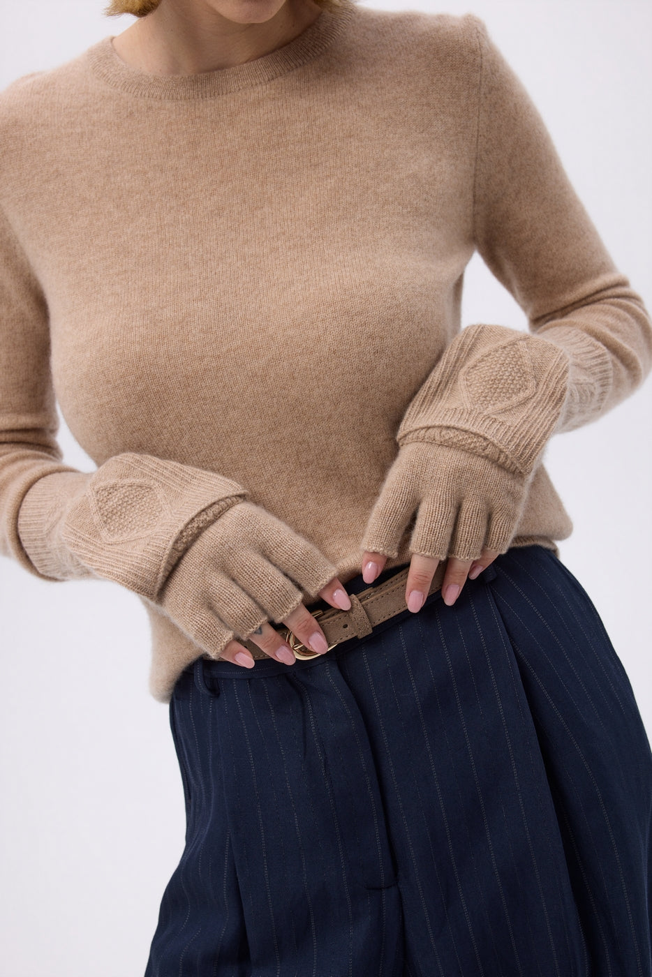 Mitones Con Solapa Mitbut - Beige Crema - Unisex