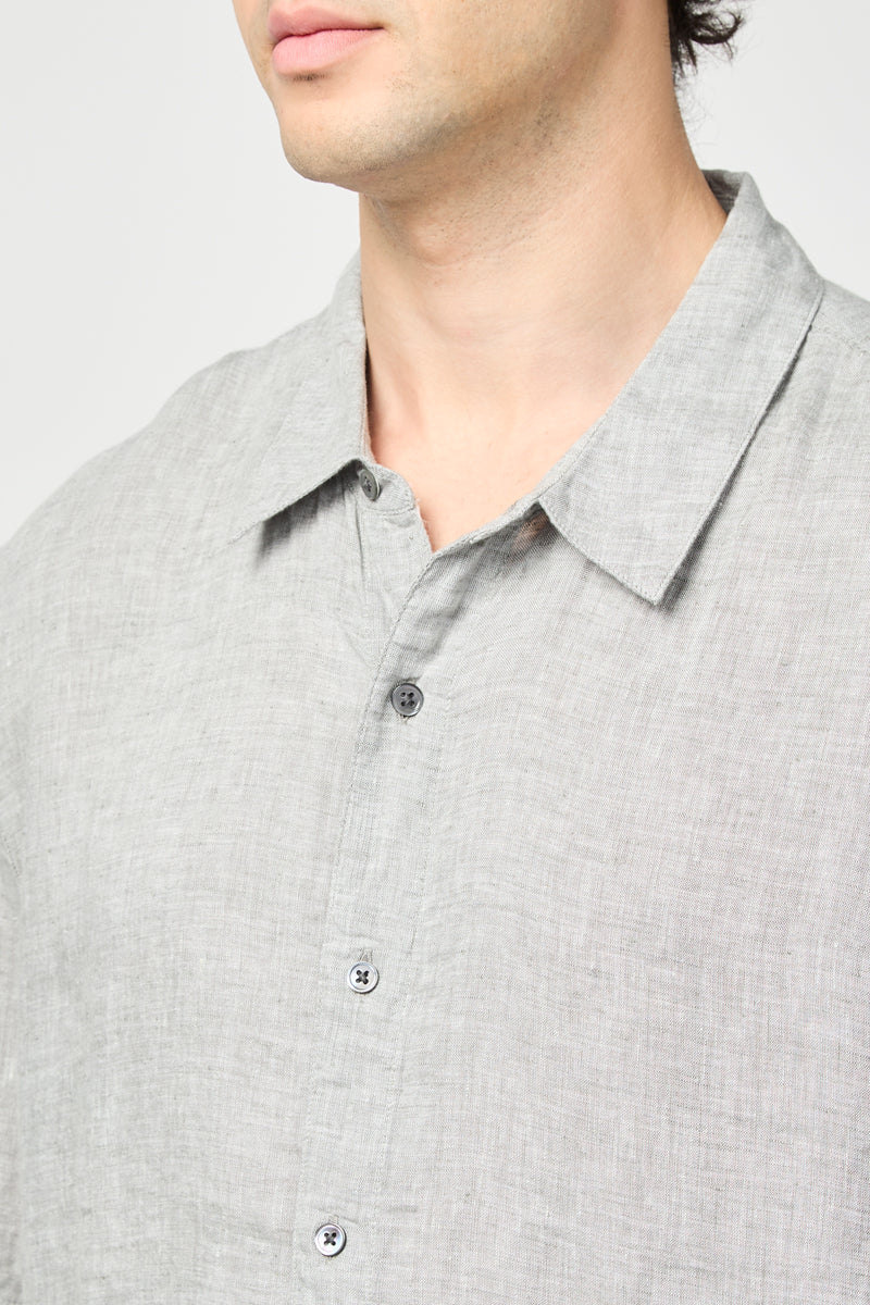 Chemise En Lin À Manches Courtes - Anthracite - Homme