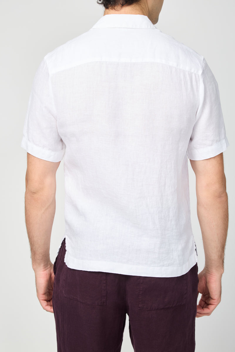 Chemise En Lin À Manches Courtes - Blanc - Homme