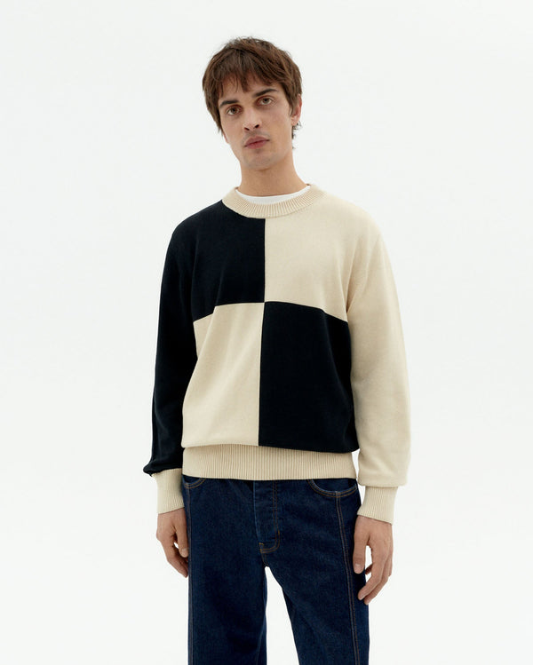 Jersey punto negro y crudo Khem sostenible-1