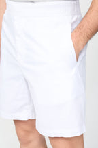 Shorts ajustados de algodón y lino - Blanco - Hombre