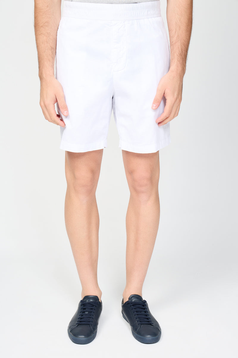 Shorts ajustados de algodón y lino - Blanco - Hombre