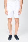 Shorts ajustados de algodón y lino - Blanco - Hombre
