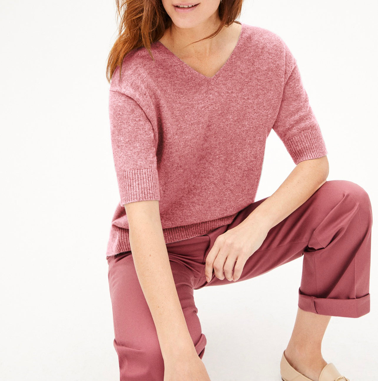 Contemporary Maxi V-Neck Short-Sleeve Jumper - Soda - Women