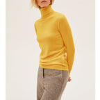 Jersey Cuello Vuelto Ultrafino - Paja - Mujer