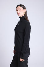 Jersey de cuello alto con monograma Monogramme - Negro blanco - Mujer
