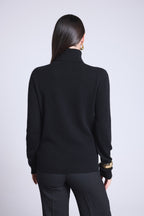 Jersey de cuello alto con monograma Monogramme - Negro blanco - Mujer