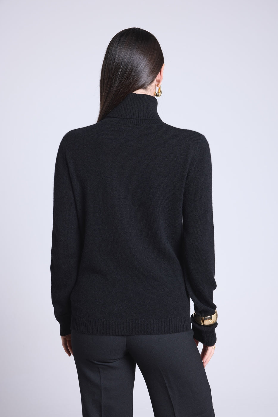 Jersey de cuello alto con monograma Monogramme - Negro blanco - Mujer