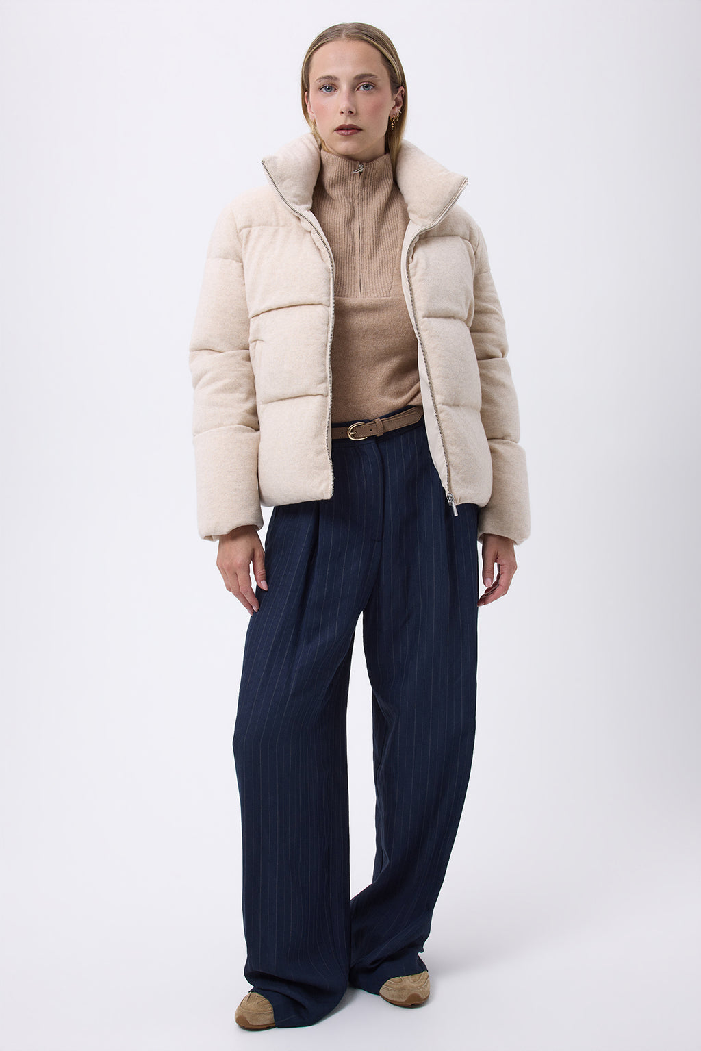 Montaigne Long-Sleeved Puffer Jacket - Beige - Women