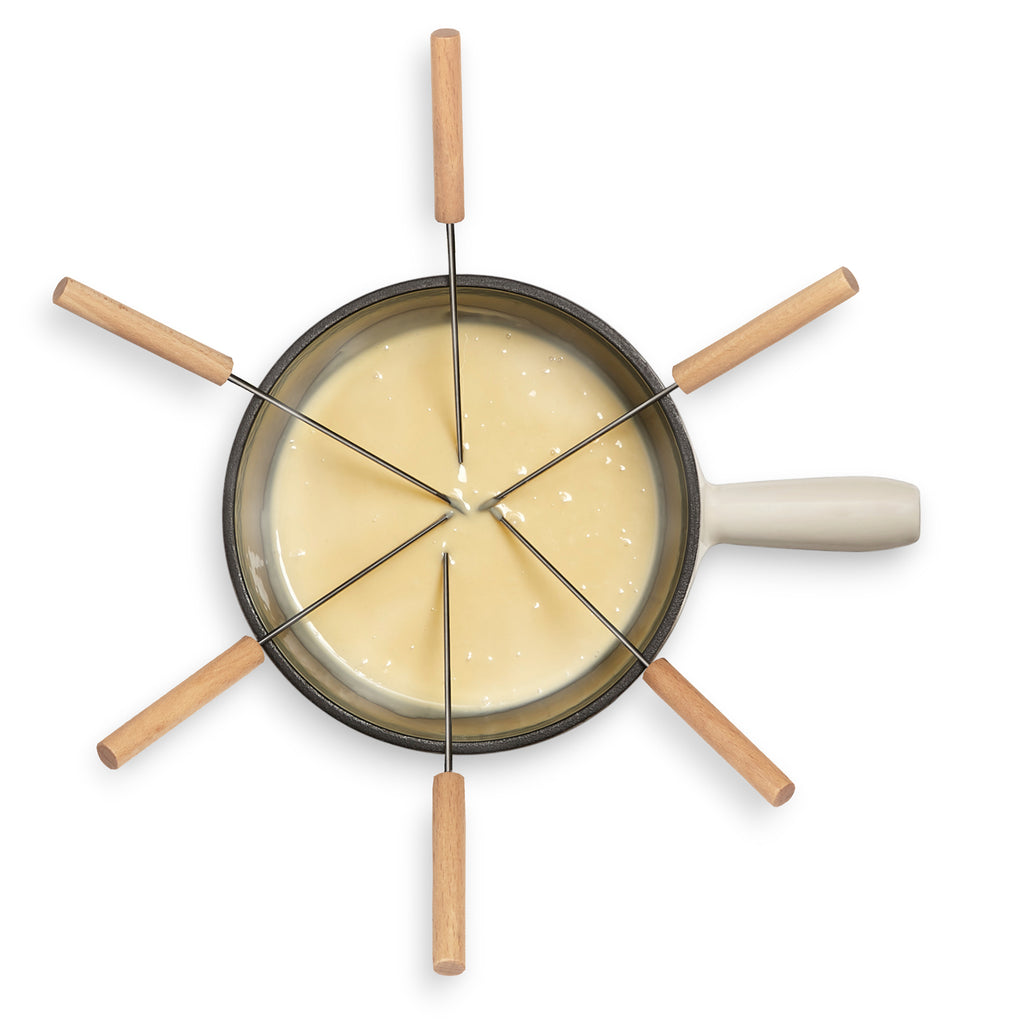 Cast Iron Fondue Set for 6 People - Beige