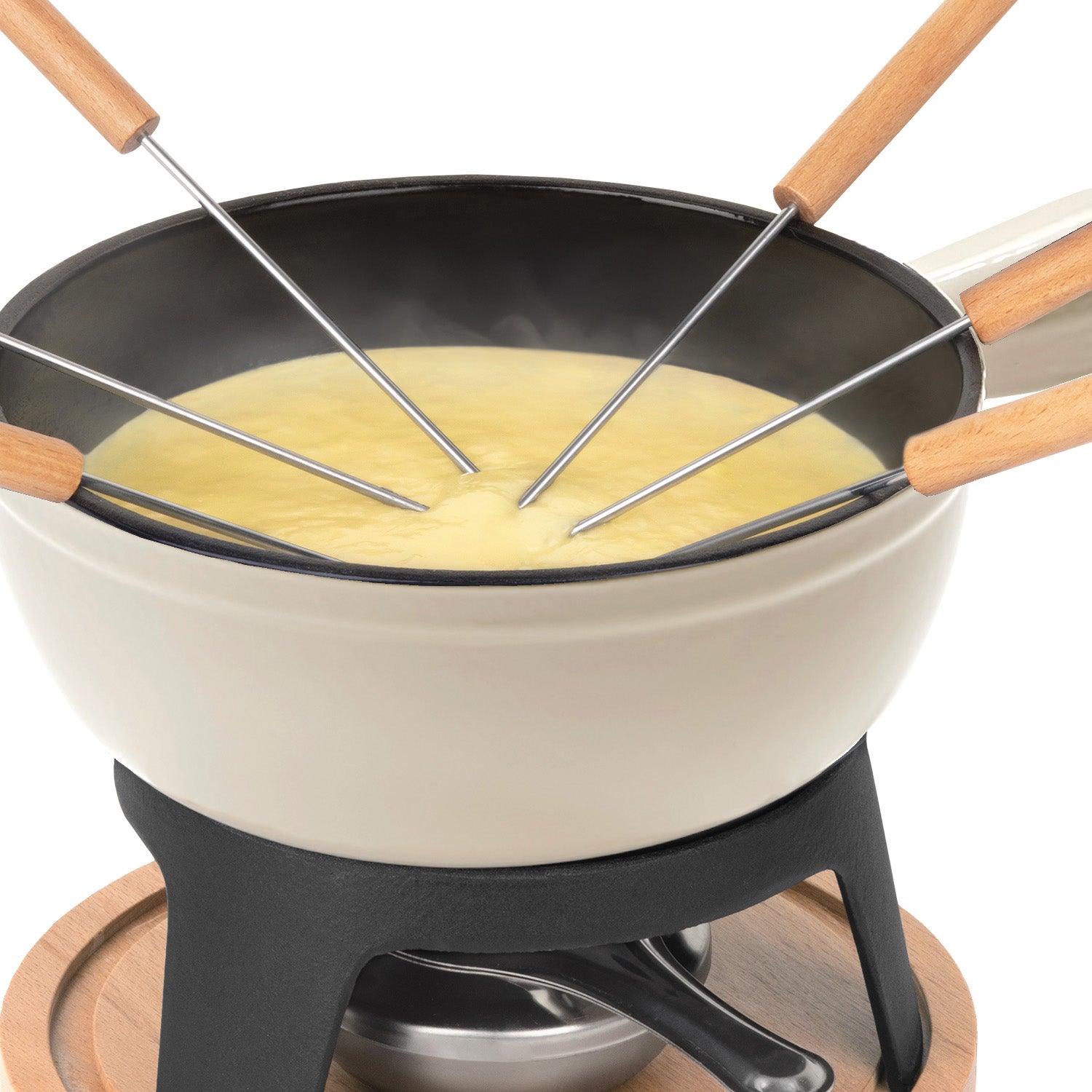 Cast Iron Fondue Set for 6 People - Beige