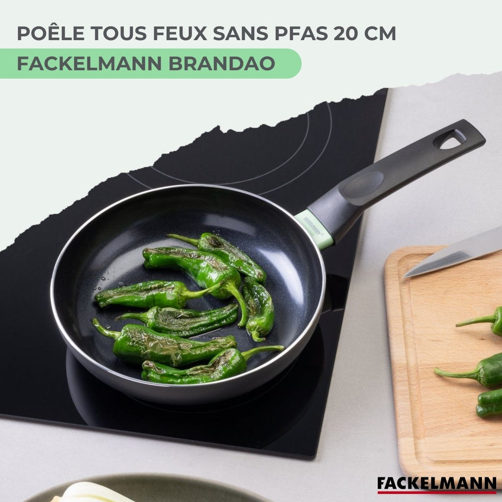 Poêle Aluminium Revêtement Céramique Antiadhésif Sans Pfas Fackelmann Brandao - Noir/Vert