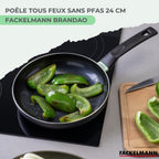 Poêle Aluminium Revêtement Céramique Antiadhésif Sans Pfas Fackelmann Brandao - Noir/Vert