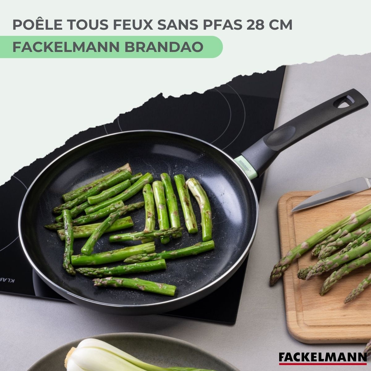 Poêle Aluminium Revêtement Céramique Antiadhésif Sans Pfas Fackelmann Brandao - Noir/Vert