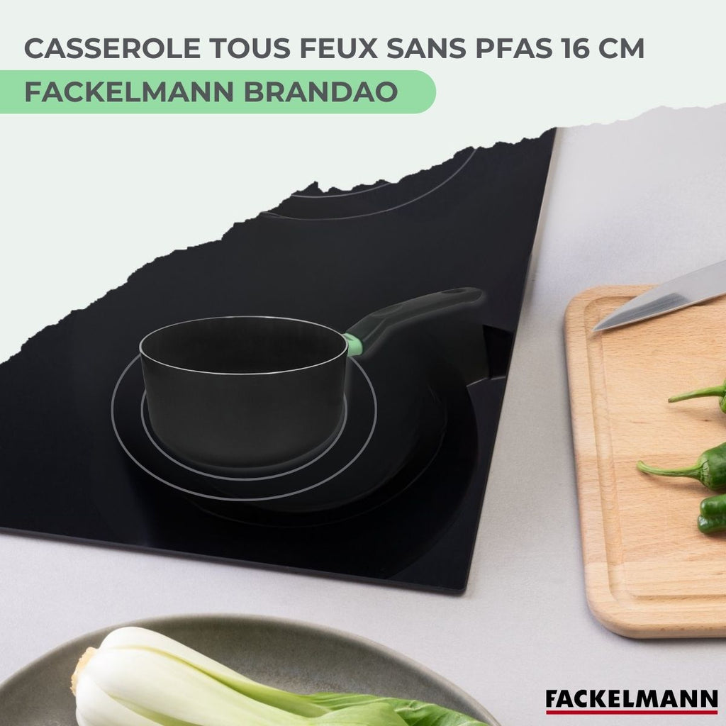 Casserole Aluminium Revêtement Céramique Antiadhésif Sans Pfas Fackelmann Brandao - Noir/Vert