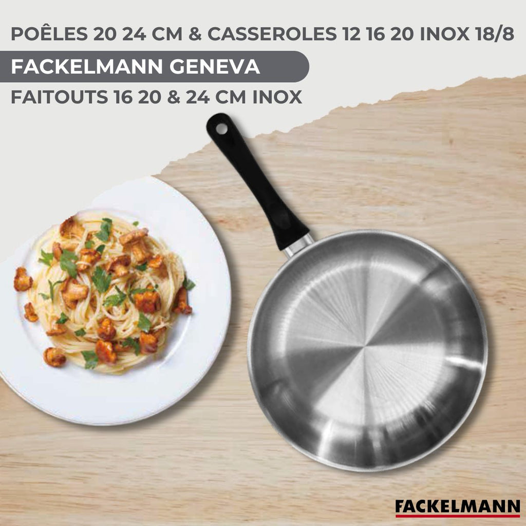 Batterie De Cuisine Avec 2 Poêles Et 3 Casseroles Et 3 Faitouts Sans Pfas Fackelmann Généva Brillant - Inox/Noir