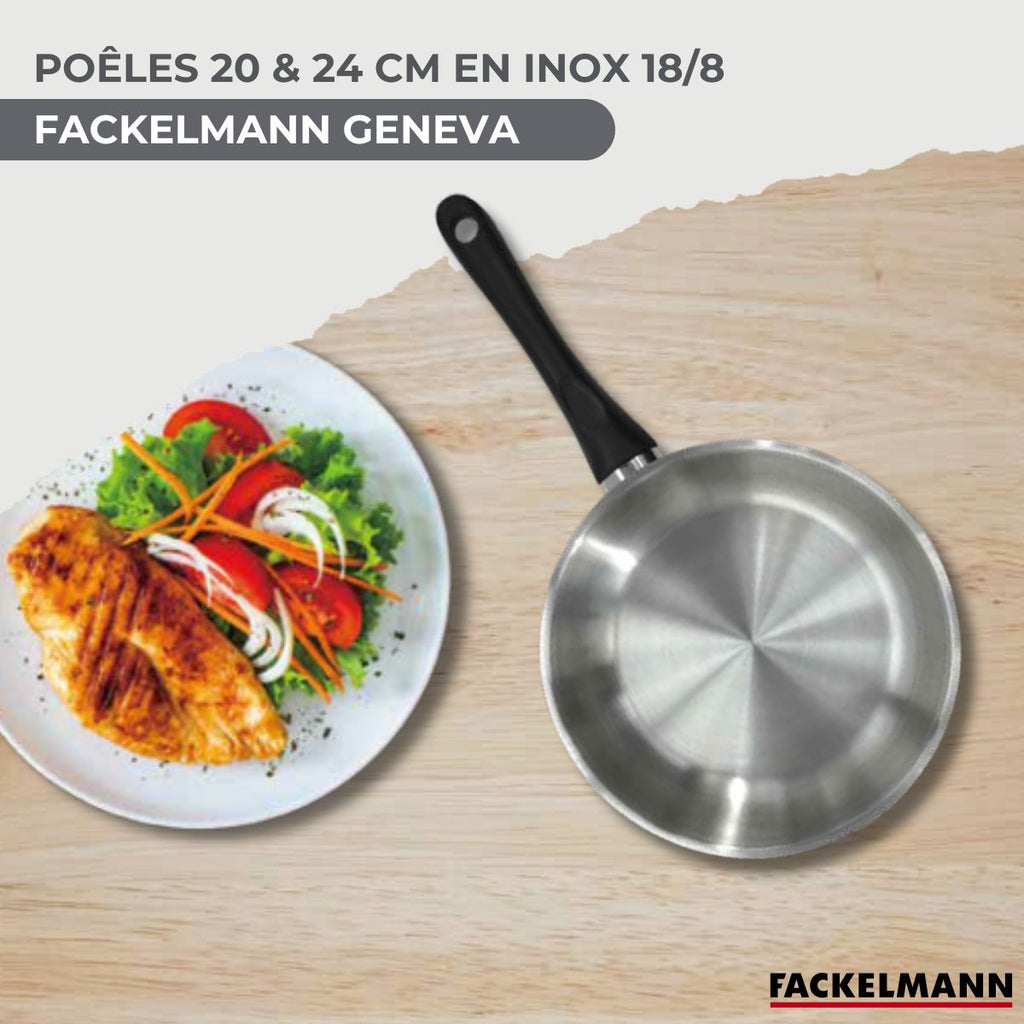 Set 2 Sartenes De Acero Inoxidable Y Tapas De Cristal Fackelmann Geneva - Acero Inoxidable/Negro
