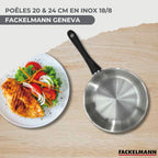 Set 2 Sartenes De Acero Inoxidable Y Tapas De Cristal Fackelmann Geneva - Acero Inoxidable/Negro