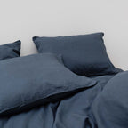 2 Pillowcases - In 190G/M² Washed Linen - Storm Blue