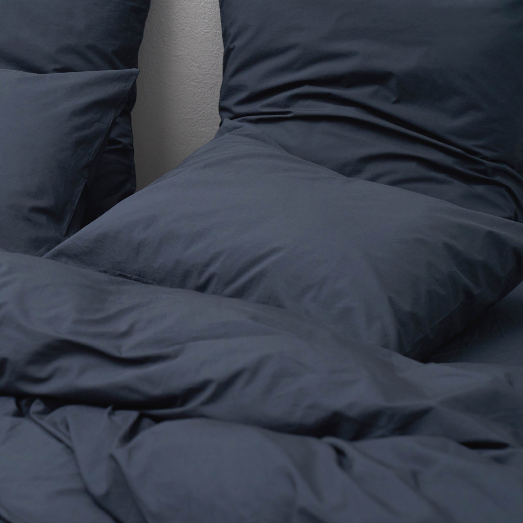 Fitted Sheet - In 300 Thread Count Washed Cotton Percale - Storm Blue