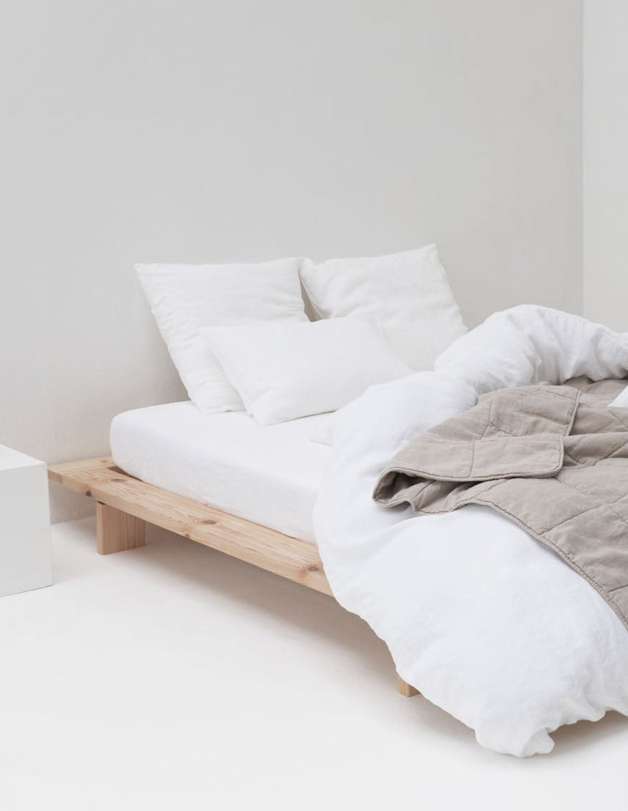 Fitted Sheet - Washed Linen 190G/M² - White