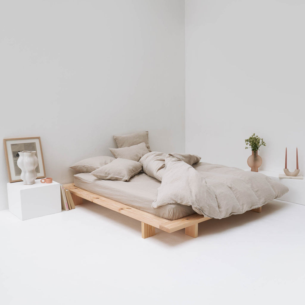 high-end duvet cover in natural washed linen maison most