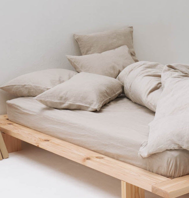 Fitted Sheet - Washed Linen 190G/M² - Natural