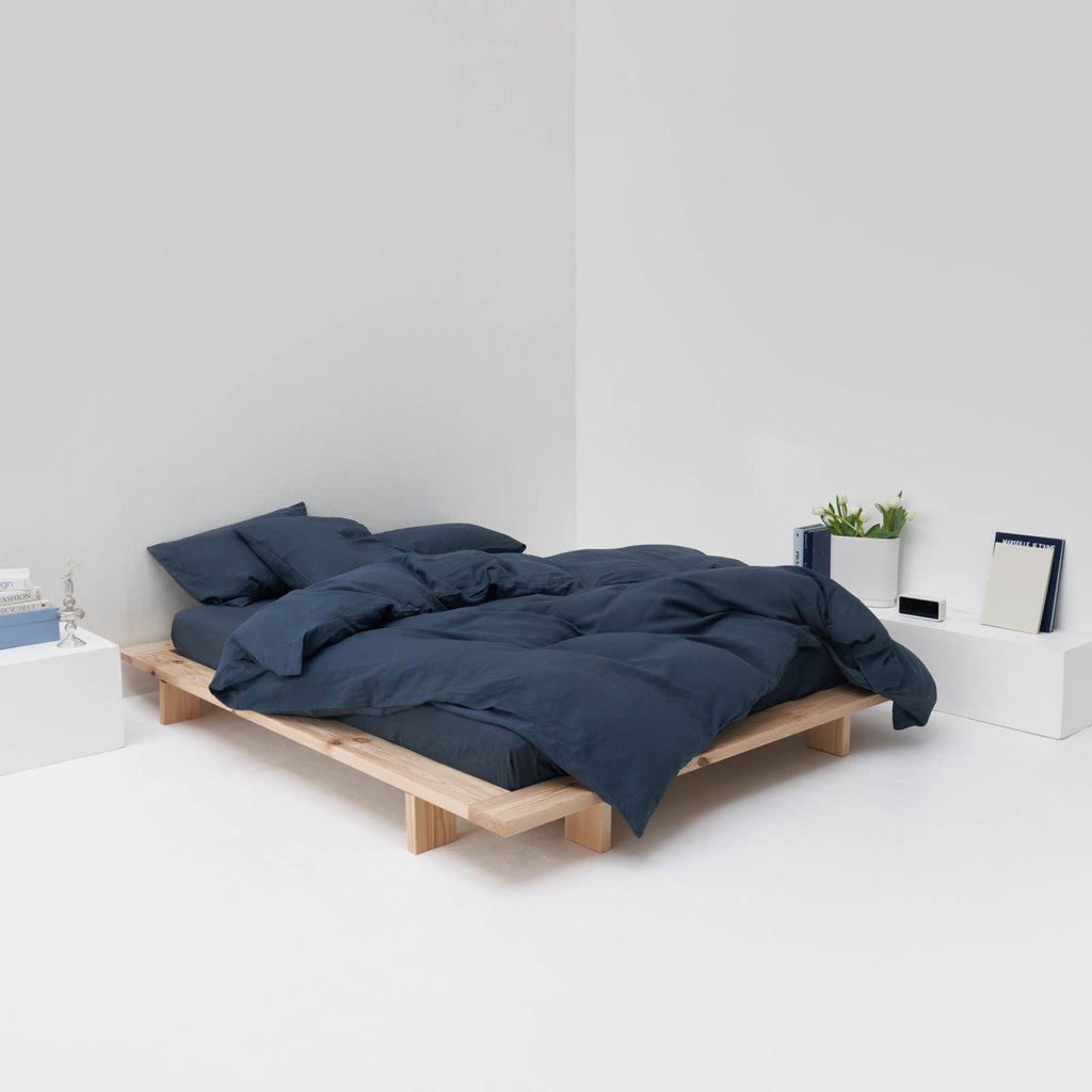 luxury hotel quality duvet cover in storm blue washed linen maison most