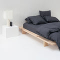 Most high-end washed cotton percale fitted sheet graphite gray