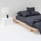 Most high-end washed cotton percale fitted sheet graphite gray