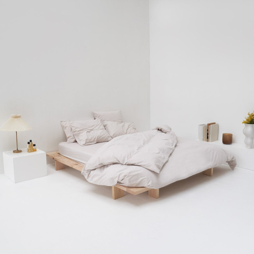 high-end bed linen washed percale egyptian cotton beige most