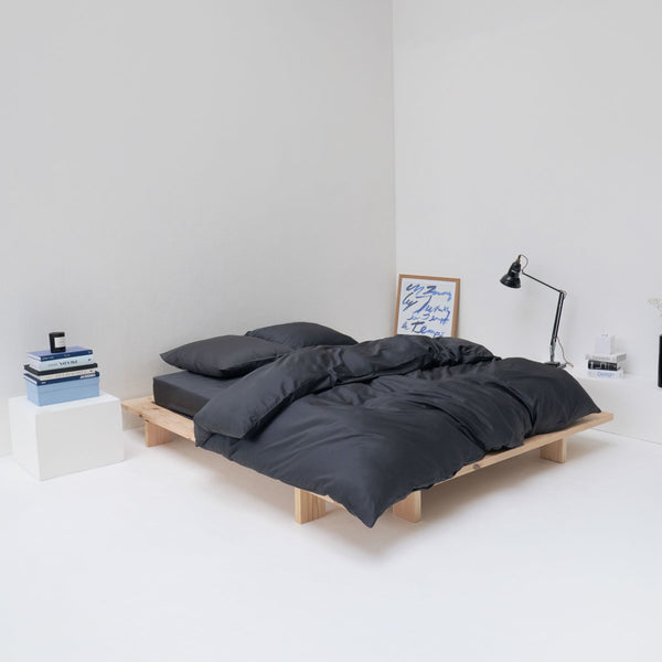 housse de couette haut de gamme satin coton egyptien gris graphite most