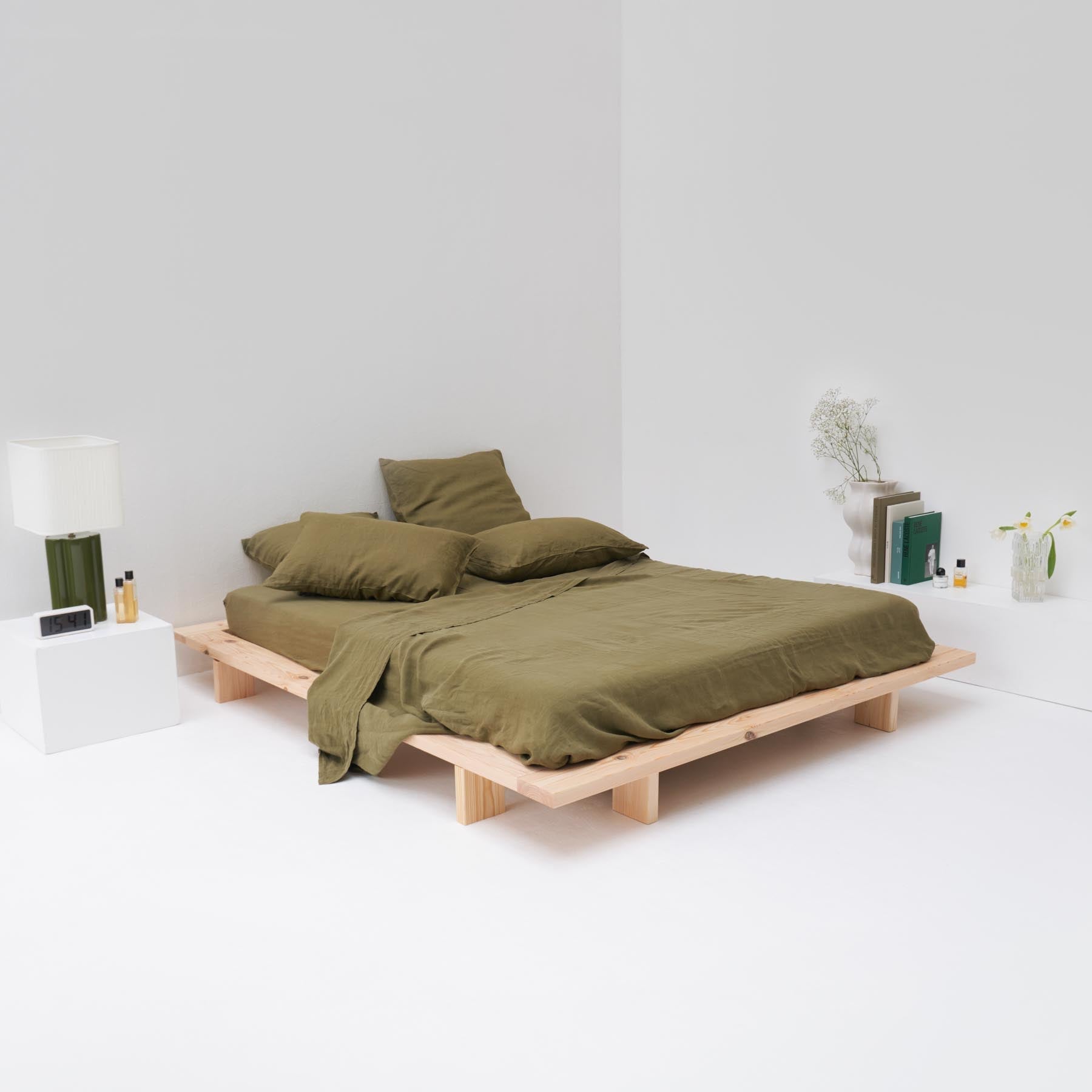 2 Pillowcases - In Washed Linen 190G/M² - Olive Green