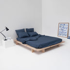 Flat Sheet - In 300 Thread Count Washed Cotton Percale - Storm Blue