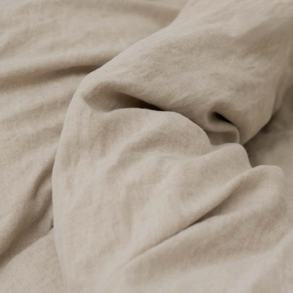 Drap plat lin lavé beige francais haut de gamme maison Most