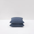 2 Fundas de Almohada - En Percal de Algodón Lavado de 300 Hilos - Azul Tormenta