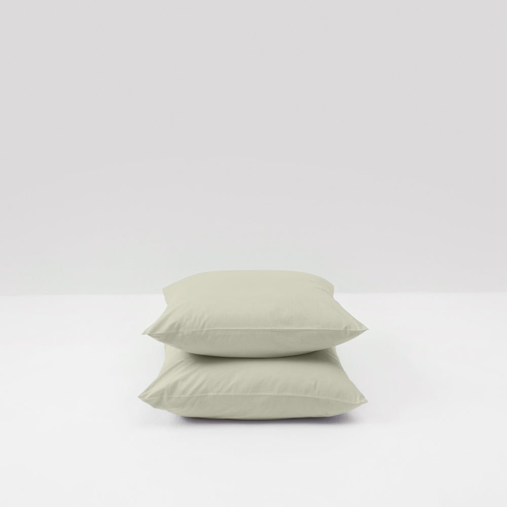 2 Pillowcases - In 300 Thread Count Washed Cotton Percale - Sage Green