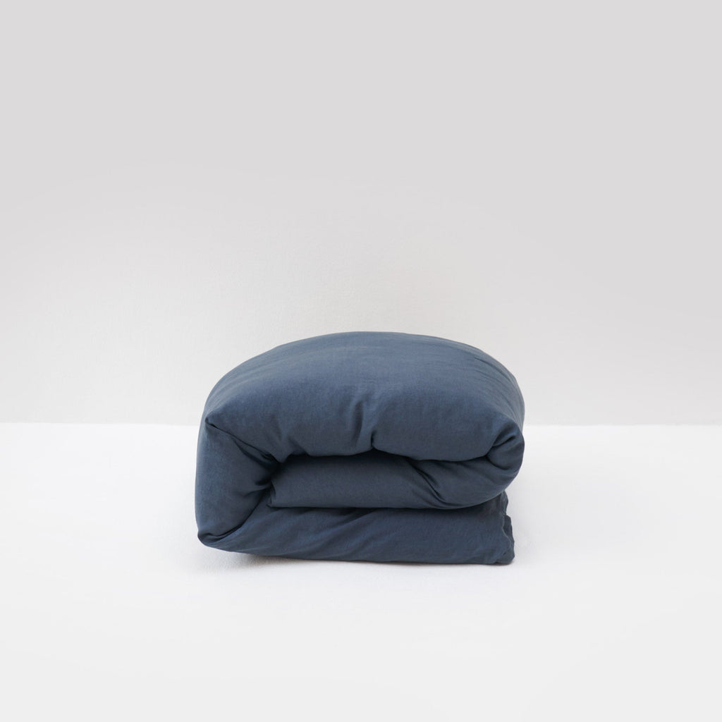 luxury hotel quality duvet cover in storm blue washed linen maison most