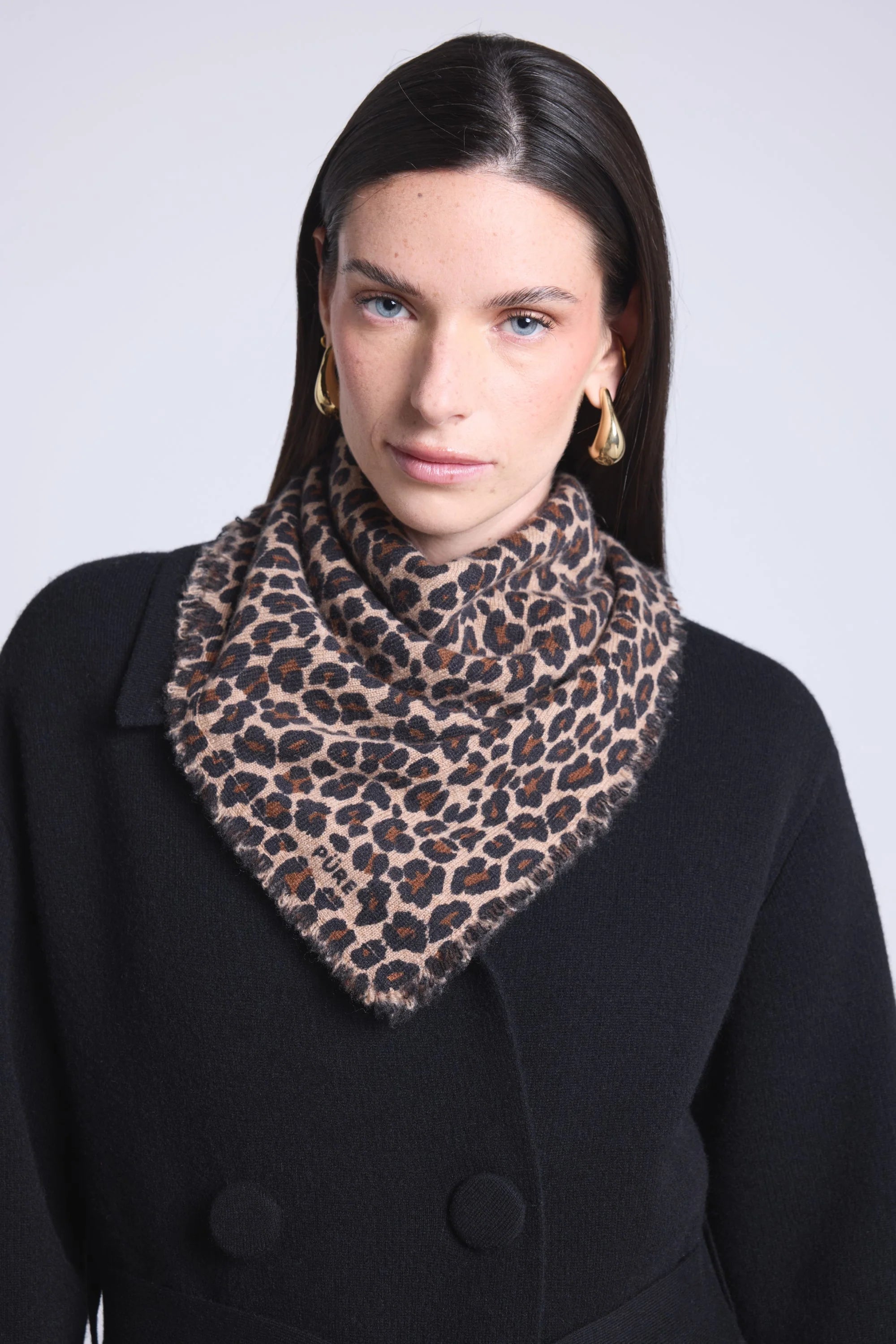 Bufanda Bandana Leopardo Moussa En Cachemira - Beige Leopardo - Mixto