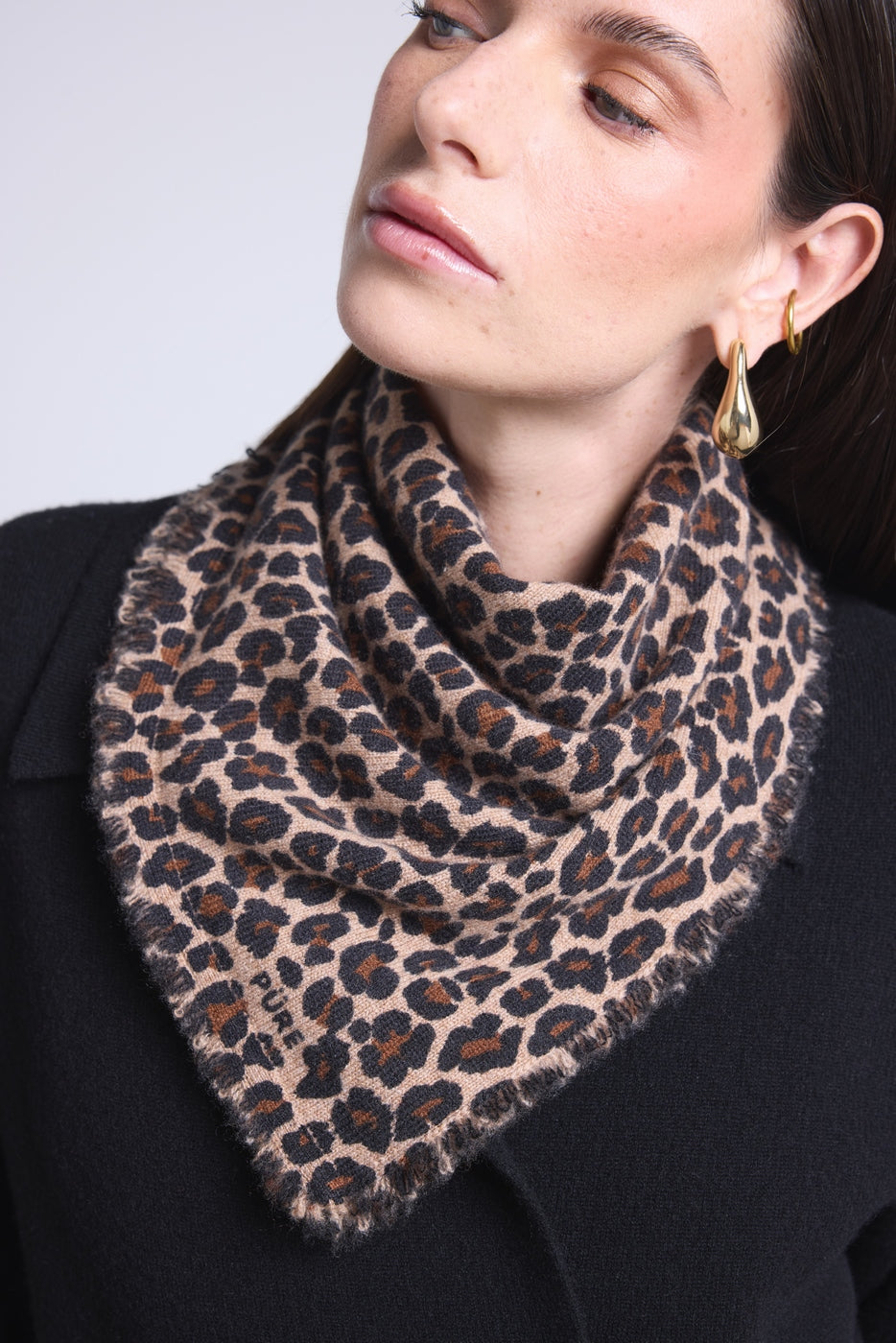 Bufanda Bandana Leopardo Moussa En Cachemira - Beige Leopardo - Mixto