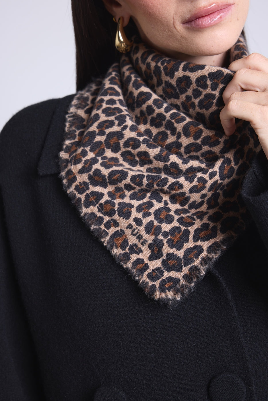 Bufanda Bandana Leopardo Moussa En Cachemira - Beige Leopardo - Mixto