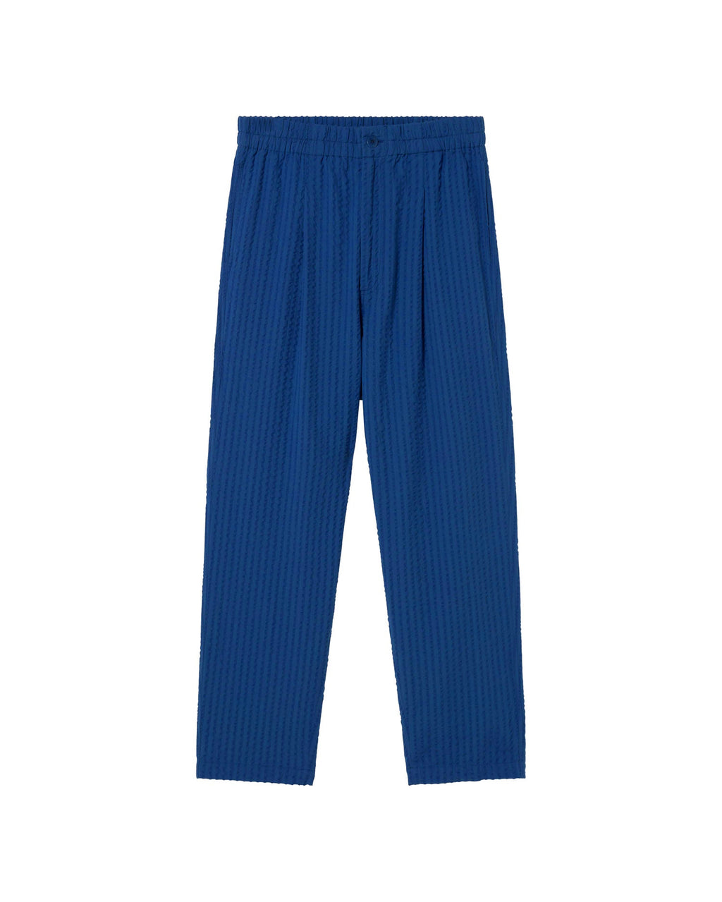 Sustainable blue seersucker Luc trousers - silhouette 1