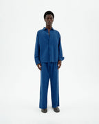 Blue seersucker Luc sustainable trousers-2