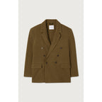 Straight Double-Breasted Mid-Length Jacket - Marl Bottle Green - Men