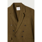 Straight Double-Breasted Mid-Length Jacket - Marl Bottle Green - Men