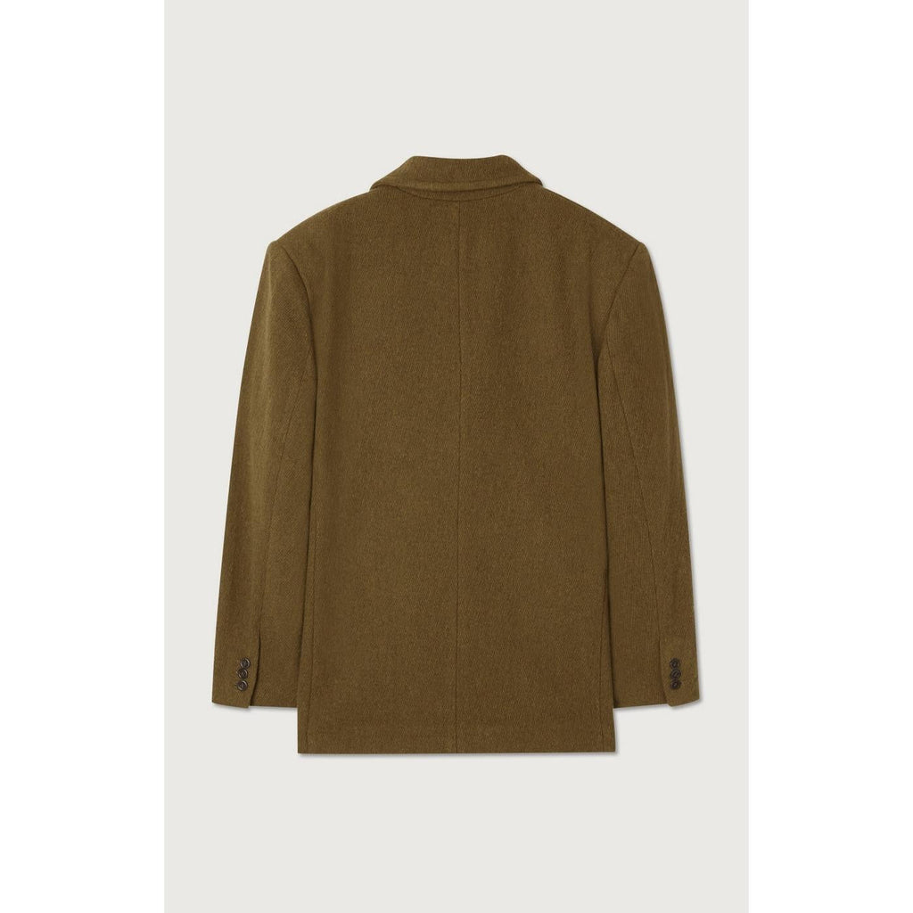 Straight Double-Breasted Mid-Length Jacket - Marl Bottle Green - Men