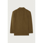 Straight Double-Breasted Mid-Length Jacket - Marl Bottle Green - Men