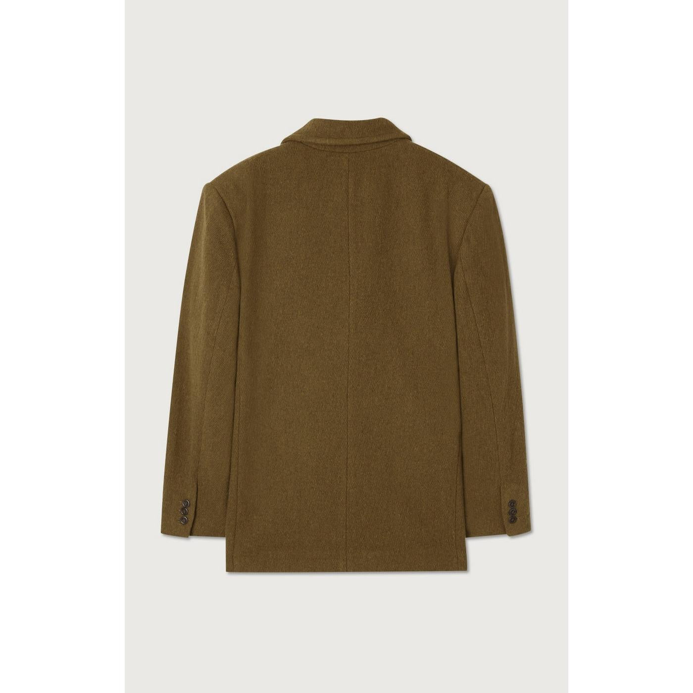 Straight Double-Breasted Mid-Length Jacket - Marl Bottle Green - Men
